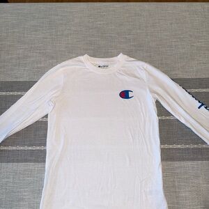 Champion Youth Boys Large Bright White Long Sleeve Tee Shirt Top